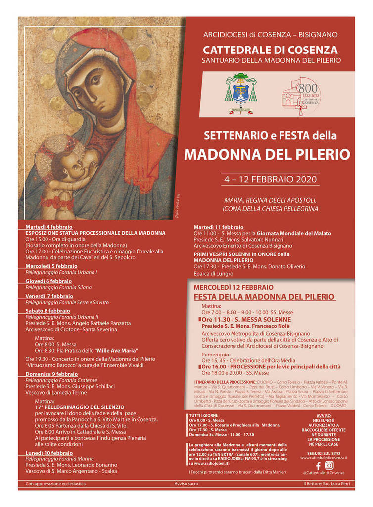 Settenario e Festa della Madonna del Pilerio 2020