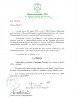 Monsignor Francesco Nolè firma il decreto che conferma quanti avevano Incarichi e la direzione di Uffici