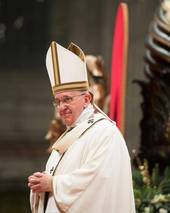 Papa Francesco durante la celebrazione odierna
