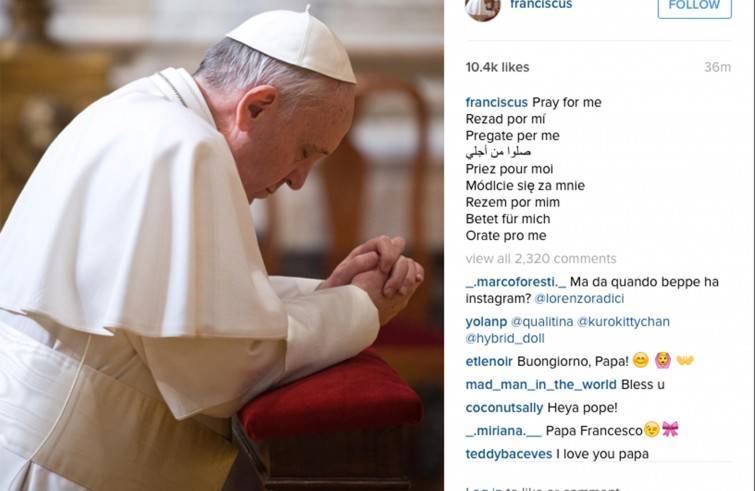 Papa Francesco sbarca su Instagram: un messaggio di tenerezza e misericordia